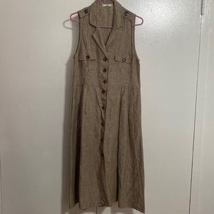 Tan linen dress